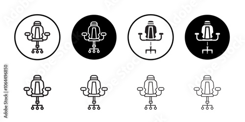 Gaming chair icon flat line symbol set.