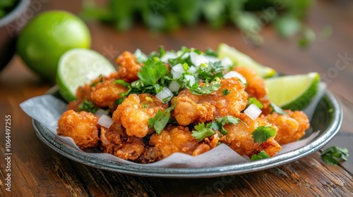 Enjoy crispy fried tripe tacos topped with fresh cilantro