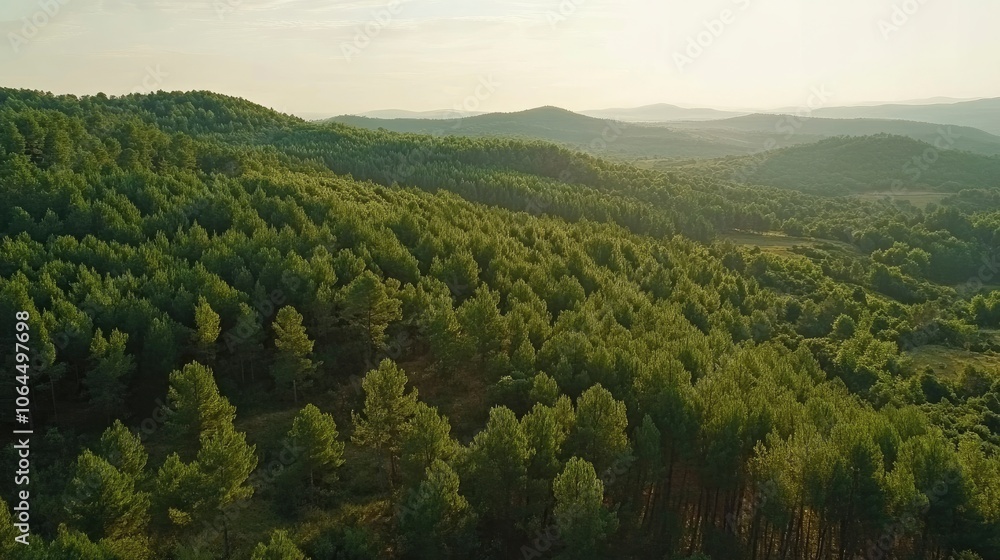 Aerial view on green pine forest Aerial view on green pine forest