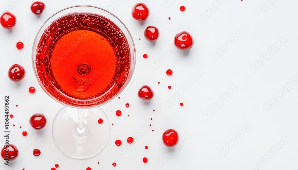 Red Cocktail with Cherries. Red Cocktail with Cherries.