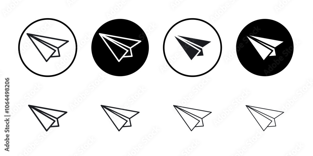 Paper plane icon flat line symbol set. Paper plane icon flat line symbol set.