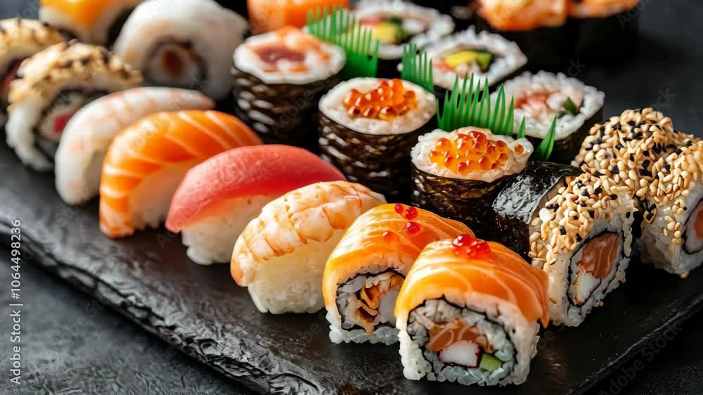 Assortment of Delicious Sushi Rolls Assortment of Delicious Sushi Rolls