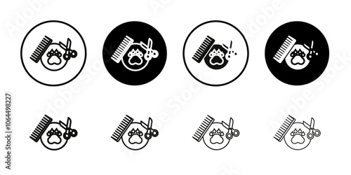 Pet grooming icon flat line symbol set.