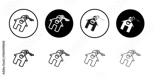 Selling or rent home icon flat line symbol set.