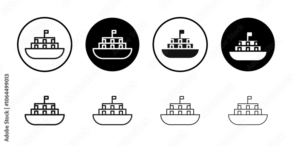 Obraz premium Ship icon flat line symbol set.