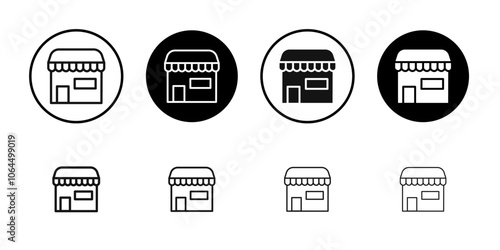 Shop icon flat line symbol set.