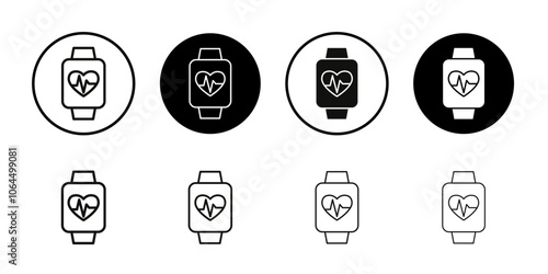 Smartwatch icon flat line symbol set.