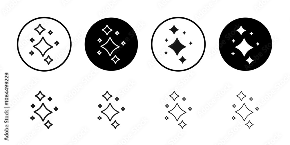 Sparkles icon flat line symbol set. Sparkles icon flat line symbol set.