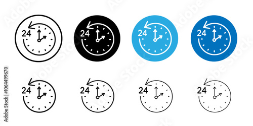 Time twenty four icon flat line symbol set.