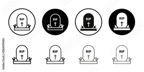 Tombstone icon flat line symbol set.