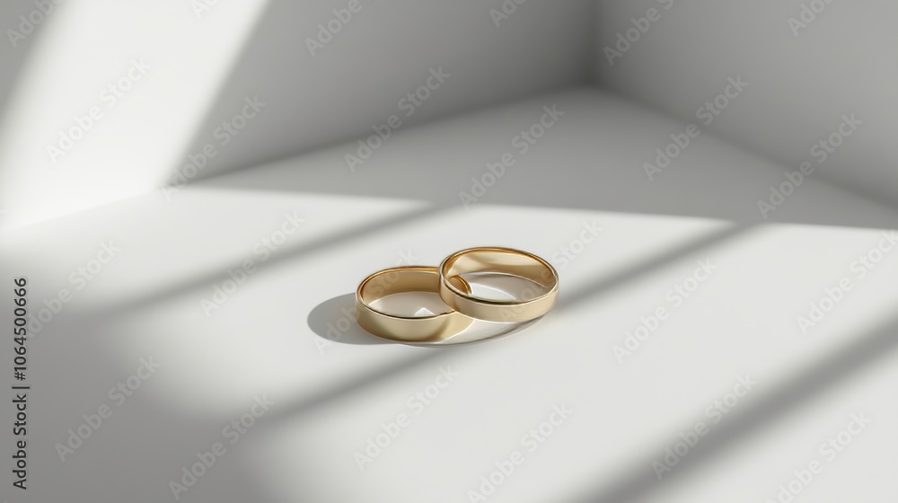 Simple and elegant matching couple rings on a clean white background, capturing the essence of timeless love and commitment. Simple and elegant matching couple rings on a clean white background, capturing the essence of timeless love and commitment.
