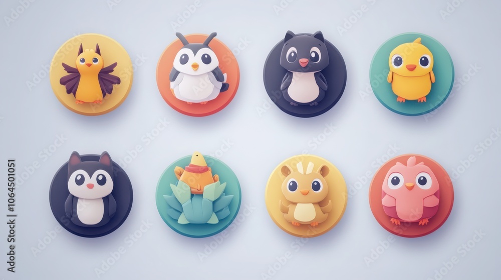Charming and expressive cartoon animal icons a collection of simple yet detailed illustrations for creative projects Charming and expressive cartoon animal icons a collection of simple yet detailed illustrations for creative projects