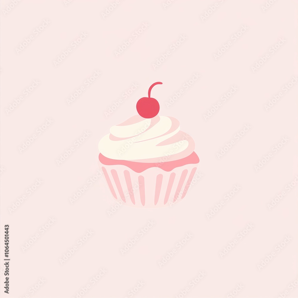 Minimalist Cupcake with Pink Frosting Minimalist Cupcake with Pink Frosting