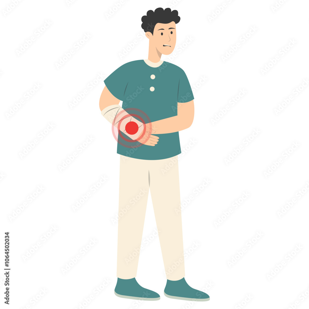Guy Pain on Body Illustration Isolated on White Background. Painful Problem. Vector Character in Simple Cartoon Design. Guy Pain on Body Illustration Isolated on White Background. Painful Problem. Vector Character in Simple Cartoon Design.