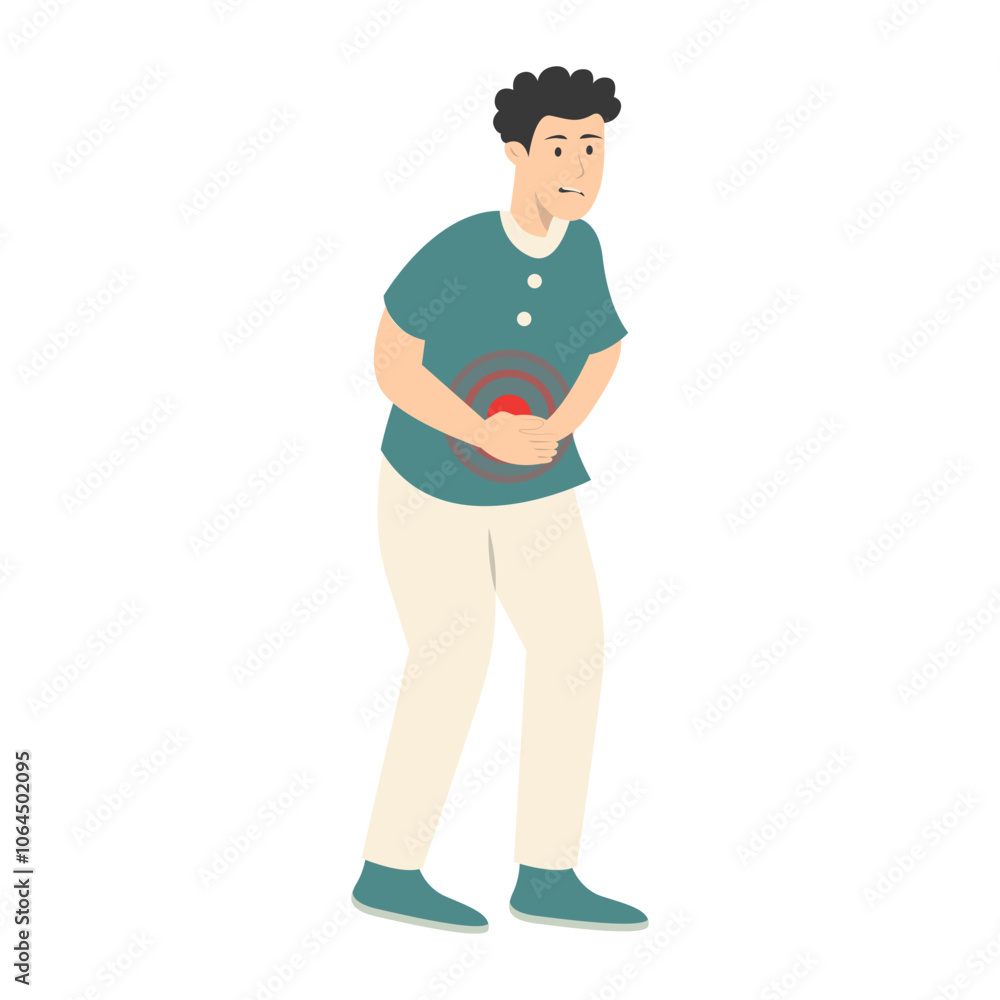 Guy Pain on Body Illustration Isolated on White Background. Painful Problem. Vector Character in Simple Cartoon Design. Guy Pain on Body Illustration Isolated on White Background. Painful Problem. Vector Character in Simple Cartoon Design.