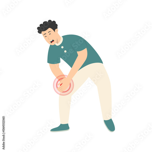 Guy Pain on Body Illustration Isolated on White Background. Painful Problem. Vector Character in Simple Cartoon Design.