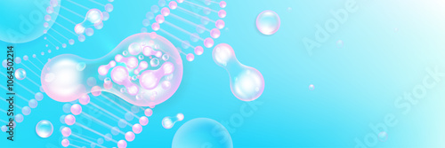 Probiotic and Hyaluronic acid skin solutions ad, pink collagen, and vitamin serum drops, cosmetic advertising background ready to use, illustration vector.