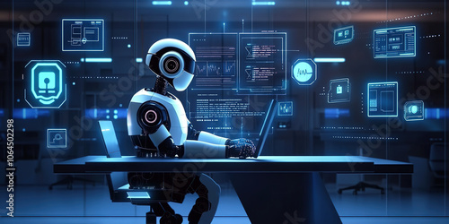 Wallpaper Mural Future technology robots work in digital office scenarios Torontodigital.ca