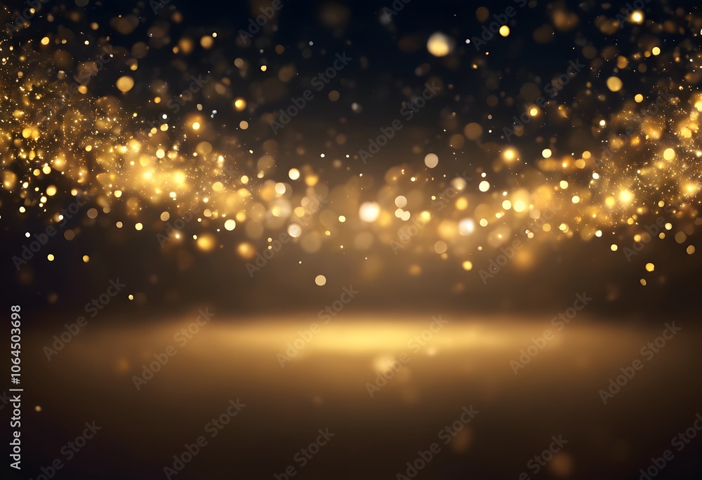 Abstract golden bokeh lights on a dark background, creating a festive and elegant atmosphere. Abstract golden bokeh lights on a dark background, creating a festive and elegant atmosphere.