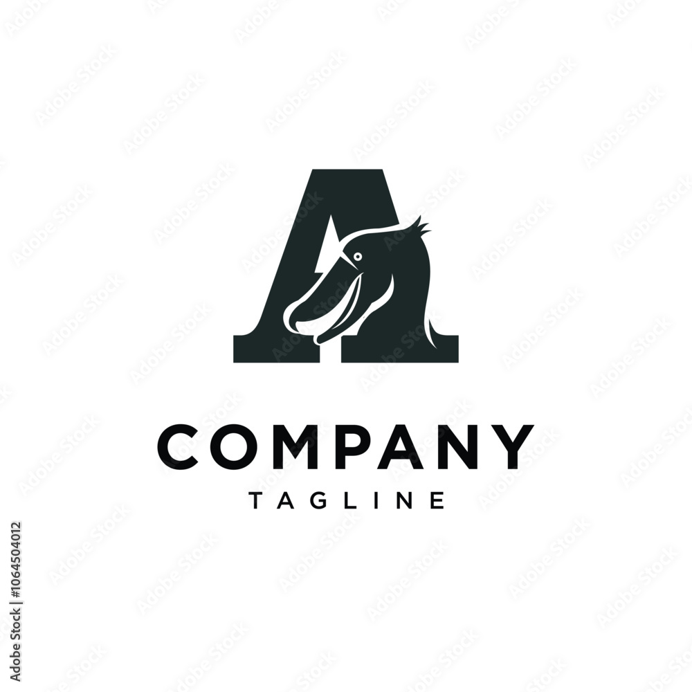 Letter A shoebill stork logo icon vector Letter A shoebill stork logo icon vector
