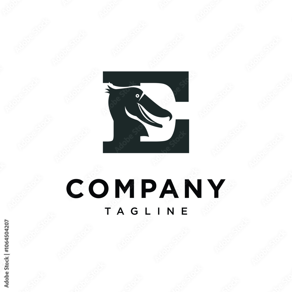 Letter E shoebill stork logo icon vector Letter E shoebill stork logo icon vector