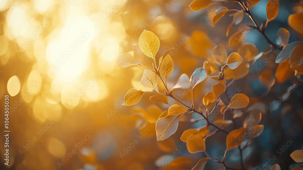 Glowing autumn leaves in a forest during the golden hour of sunset Glowing autumn leaves in a forest during the golden hour of sunset