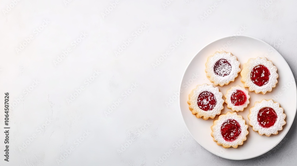 Beautifully Decorated Linzer Cookies on a Plate Beautifully Decorated Linzer Cookies on a Plate