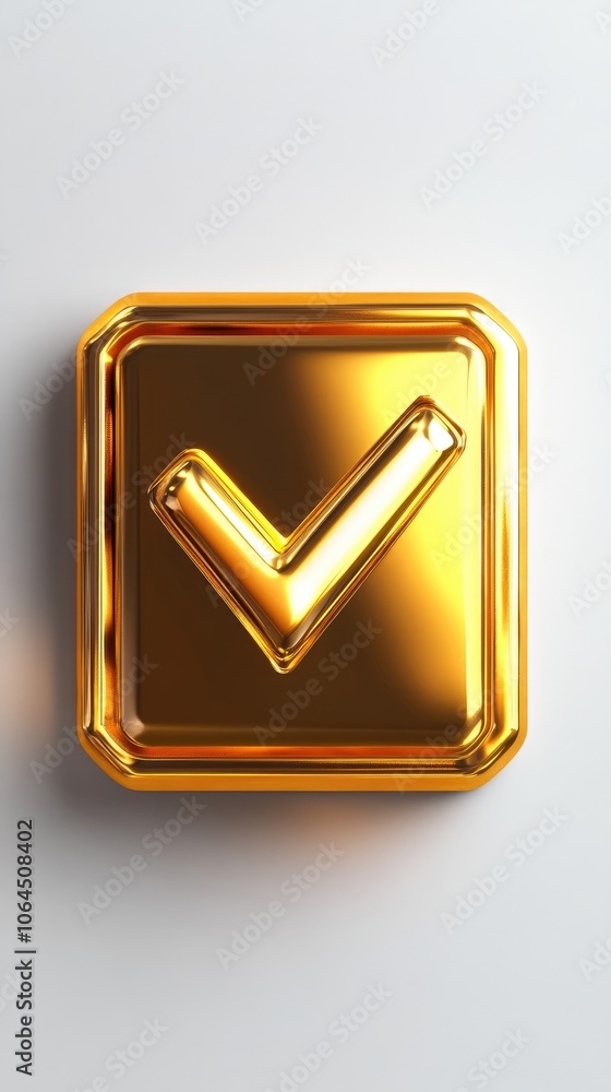 Golden check mark showing approval and success on white background Golden check mark showing approval and success on white background