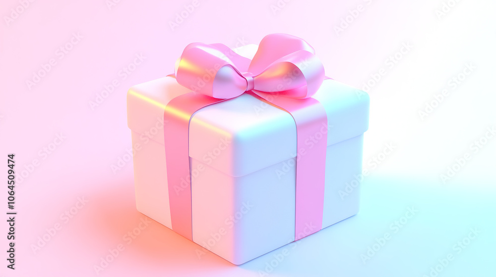 Obraz premium 3D rendering cartoon style gift box shopping elements