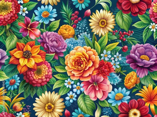 Floral Pattern for Fabric Design - Vibrant Botanical Prints for Textiles