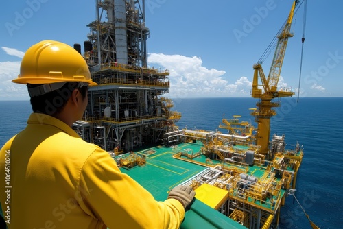 Worker on Offshore Oil Rig 