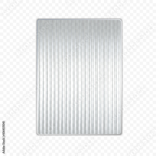 Vector illustration of rectangular corrugated glass with a corrugated surface with highlights