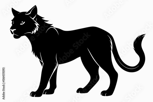 Wild Cat Silhouette Icon – Black Vector Design ,Beautiful cat silhouette black vector art illustration, black and white cat silhouette, Cat vector illustration, cat head silhouette, animal silhouette.