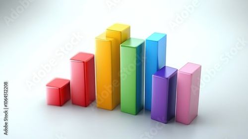 3D rainbow bar graph, economic analysis, company market development and finances background wallpaper AI generated image