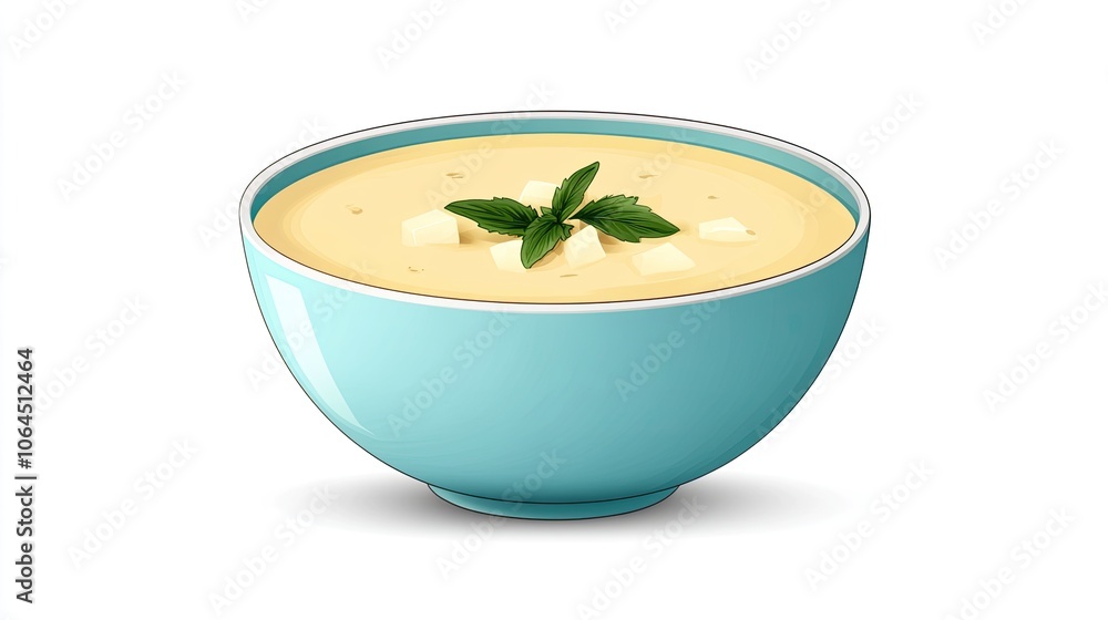 Miso Soup with Tofu in a Blue Bowl Miso Soup with Tofu in a Blue Bowl