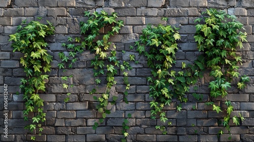 Set of Ivy Creepers on a Brick Wall Showcasing Varying