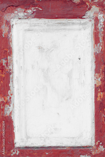 Vintage frame on the plaster wall. Scary background on damaged grungy and broken concrete wall with copy space. High quality picture.