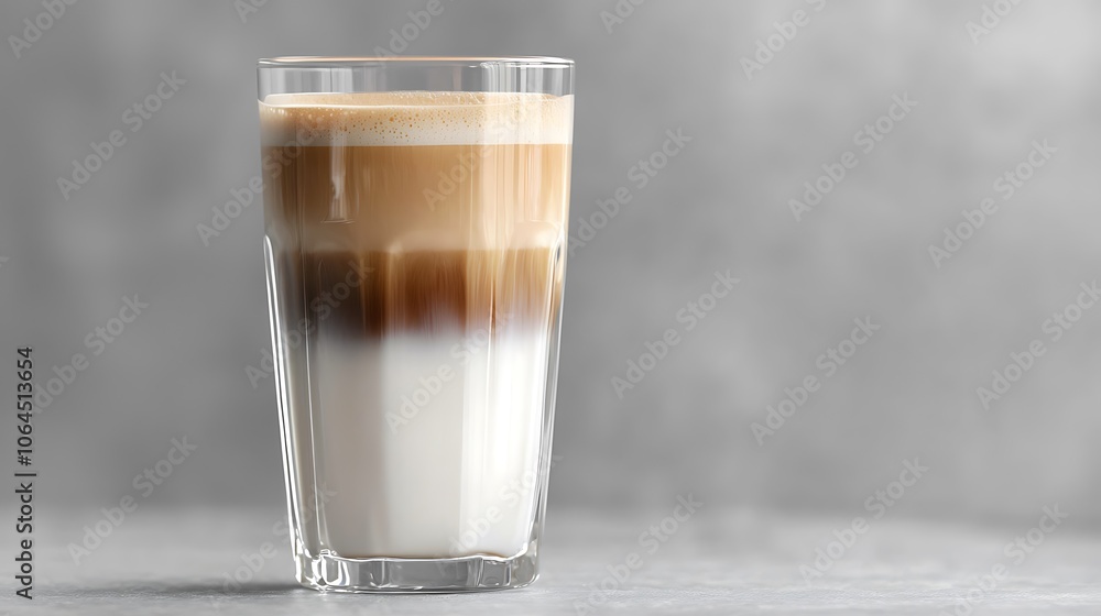 Latte Macchiato in Glass Coffee Drink Espresso Milk Foam Beverage Cafe Latte Macchiato in Glass Coffee Drink Espresso Milk Foam Beverage Cafe