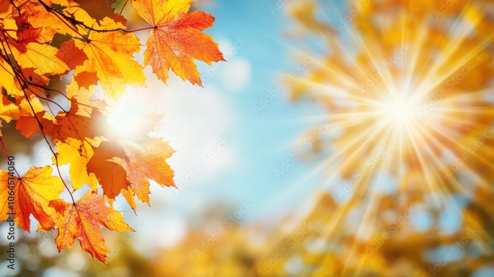 Autumn background with maple leaves and bokeh,Fall blurred background, Yellow and red maple leaves are flying and falling down. Autumnal landscape.water drop on leaf,space for text. Autumn background with maple leaves and bokeh,Fall blurred background, Yellow and red maple leaves are flying and falling down. Autumnal landscape.water drop on leaf,space for text.