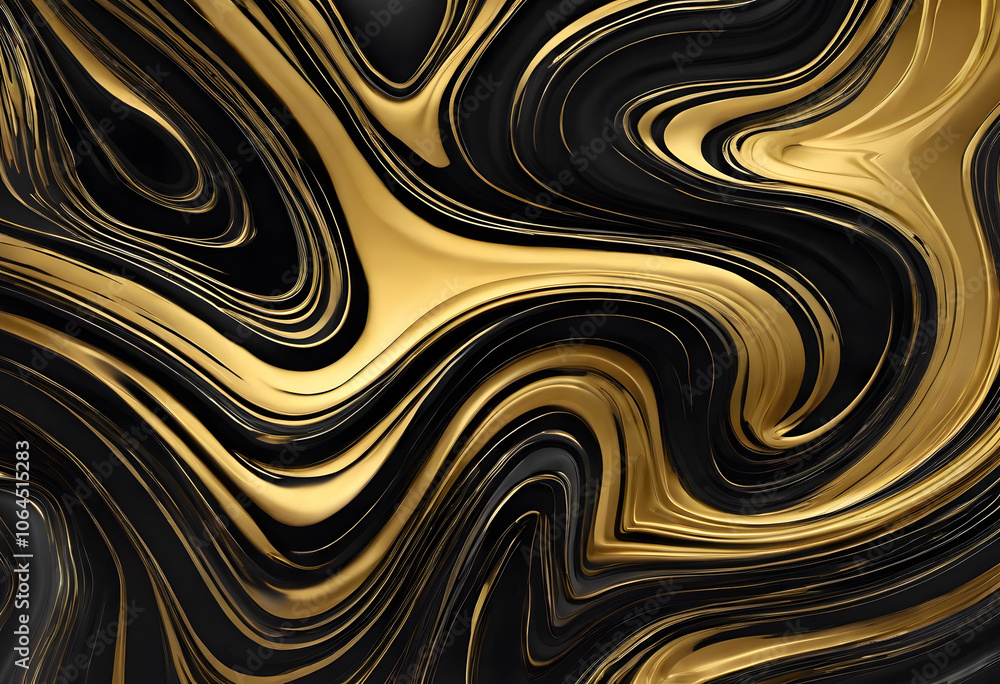 An abstract design featuring swirling patterns of black and gold. The smooth, flowing lines create a luxurious and modern aesthetic, ideal for backgrounds or artistic projects. An abstract design featuring swirling patterns of black and gold. The smooth, flowing lines create a luxurious and modern aesthetic, ideal for backgrounds or artistic projects.