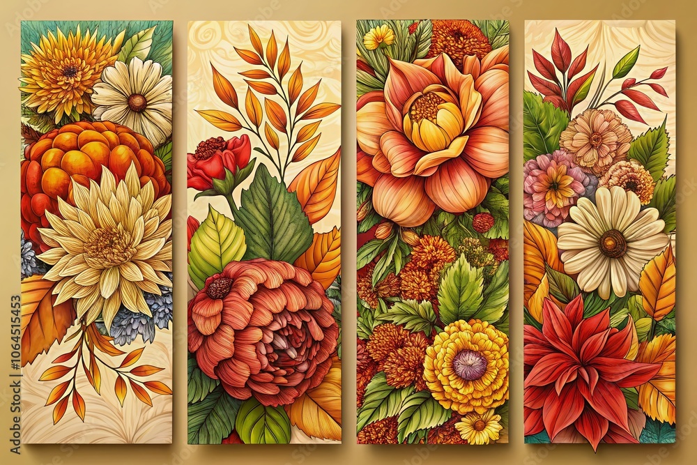 Fototapeta premium Retro Autumn Floral Covers - High Depth of Field