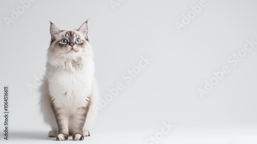 lovely  ragdoll cat on white isolate background