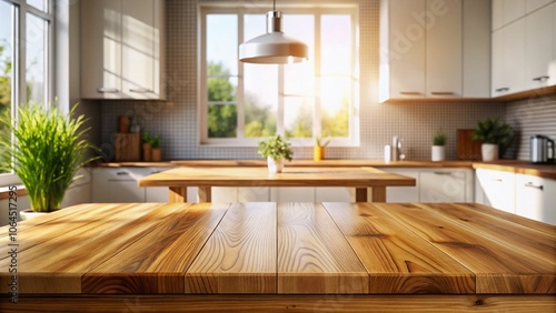 Showcase your product's charm in a realistic wide-shot kitchen table mockup.