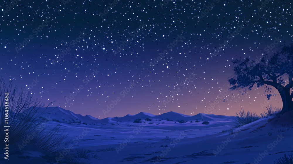 Fototapeta premium Starry Night Desert Landscape