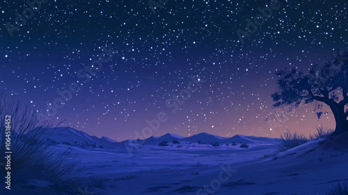 Starry Night Desert Landscape