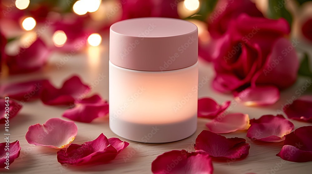 Pink Essential Oil Diffuser with Rose Petals and Warm Lights Pink Essential Oil Diffuser with Rose Petals and Warm Lights