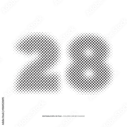 Number or Digit 28, filled with digit effect editable vector.