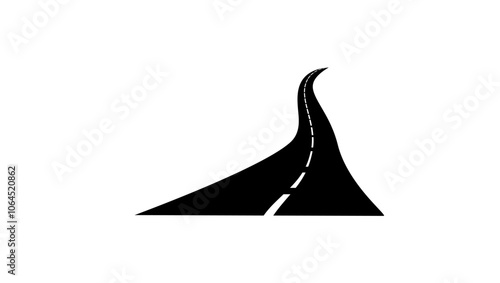 asphalt road, black isolated silhouette