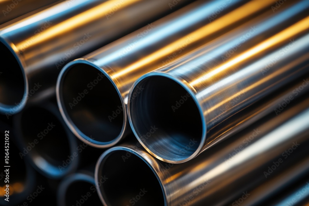Stack of stainless steel pipes background , metallurgical industry backdrop concept image Stack of stainless steel pipes background , metallurgical industry backdrop concept image