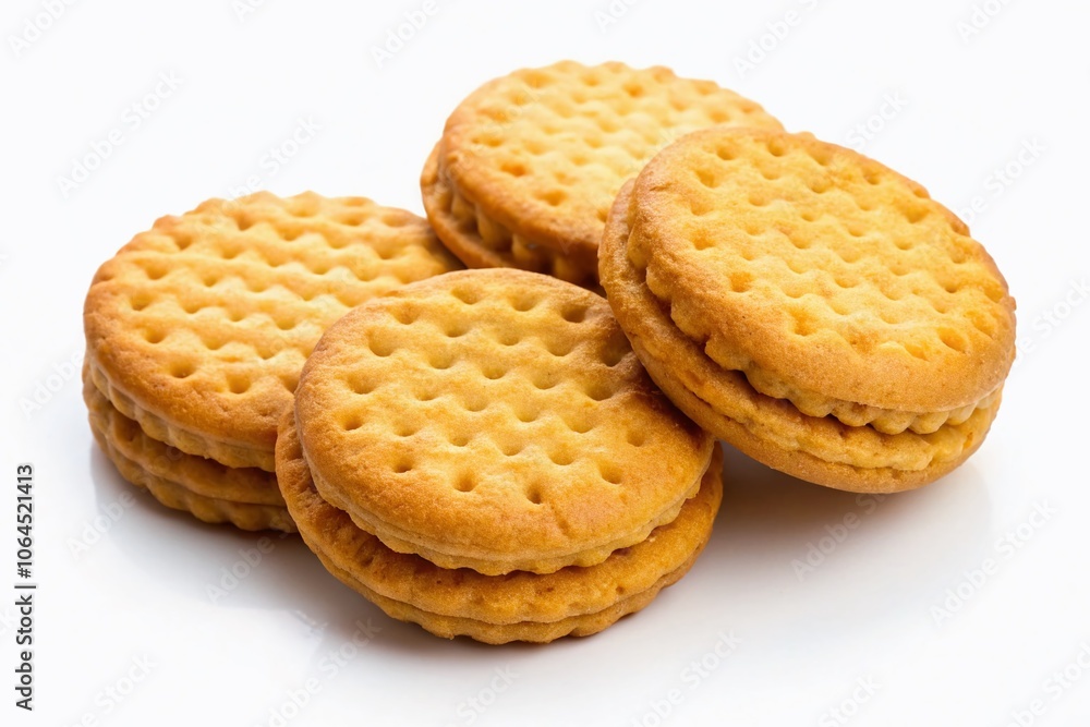 Three Malkist biscuits on a white surface, photographed from above. Three Malkist biscuits on a white surface, photographed from above.